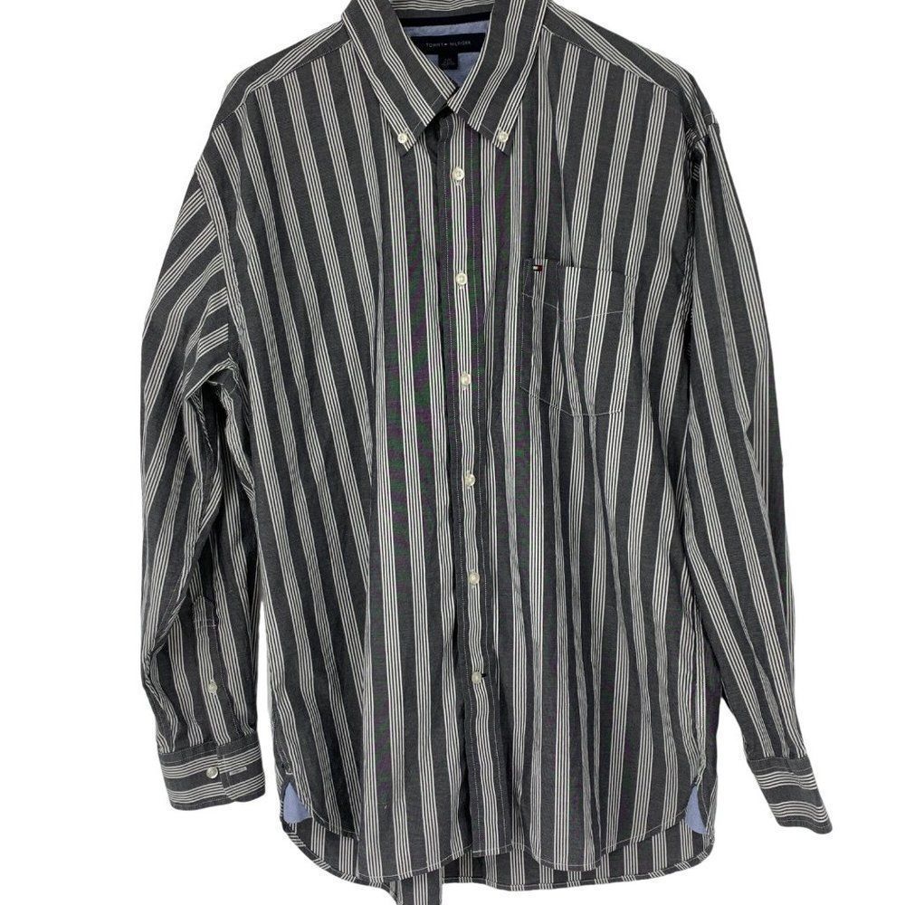VTG Mens Tommy Hilfiger Classic Stripe Button Shirt Large EUC Season 2008